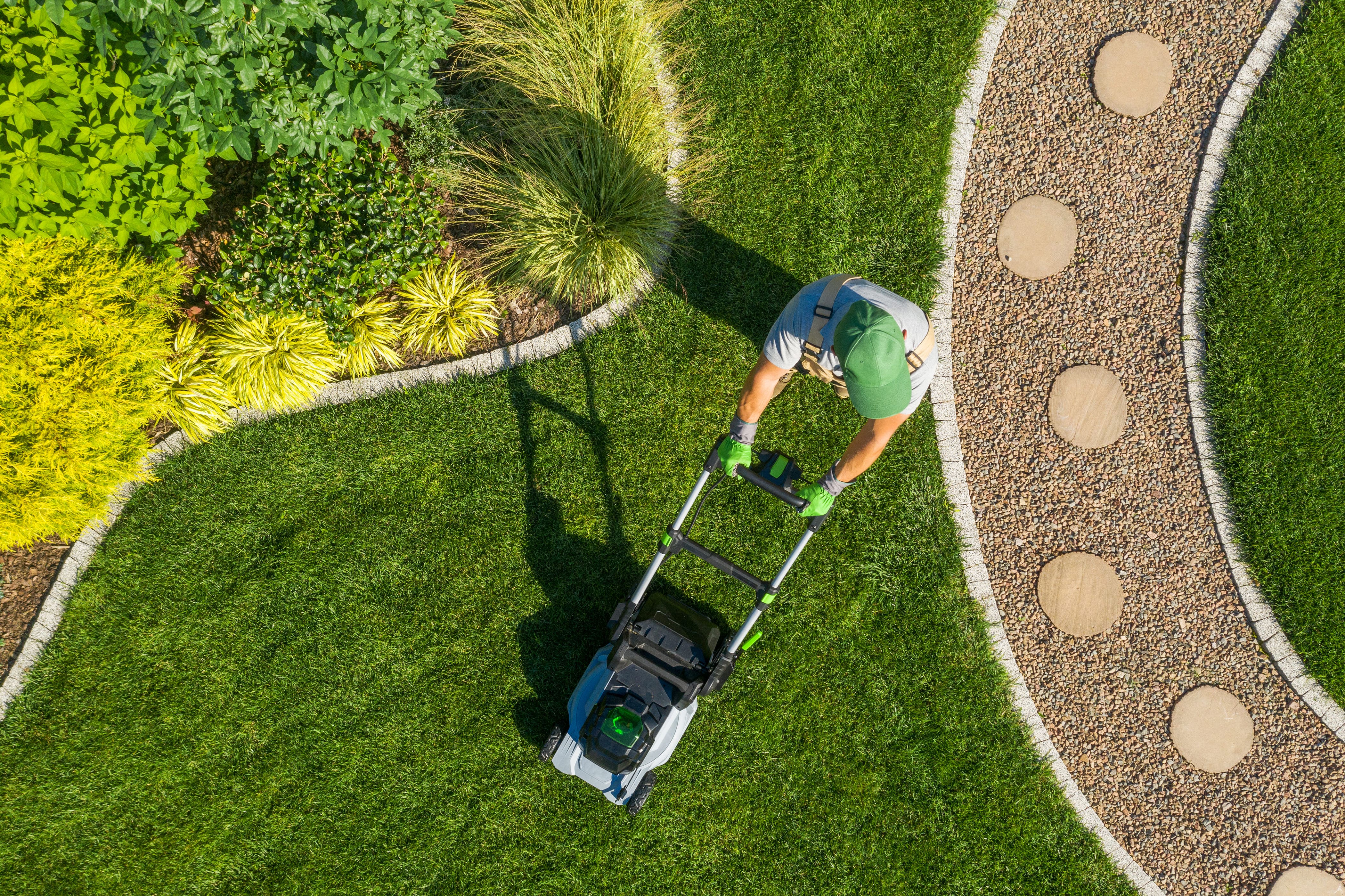 Man mowing lawn